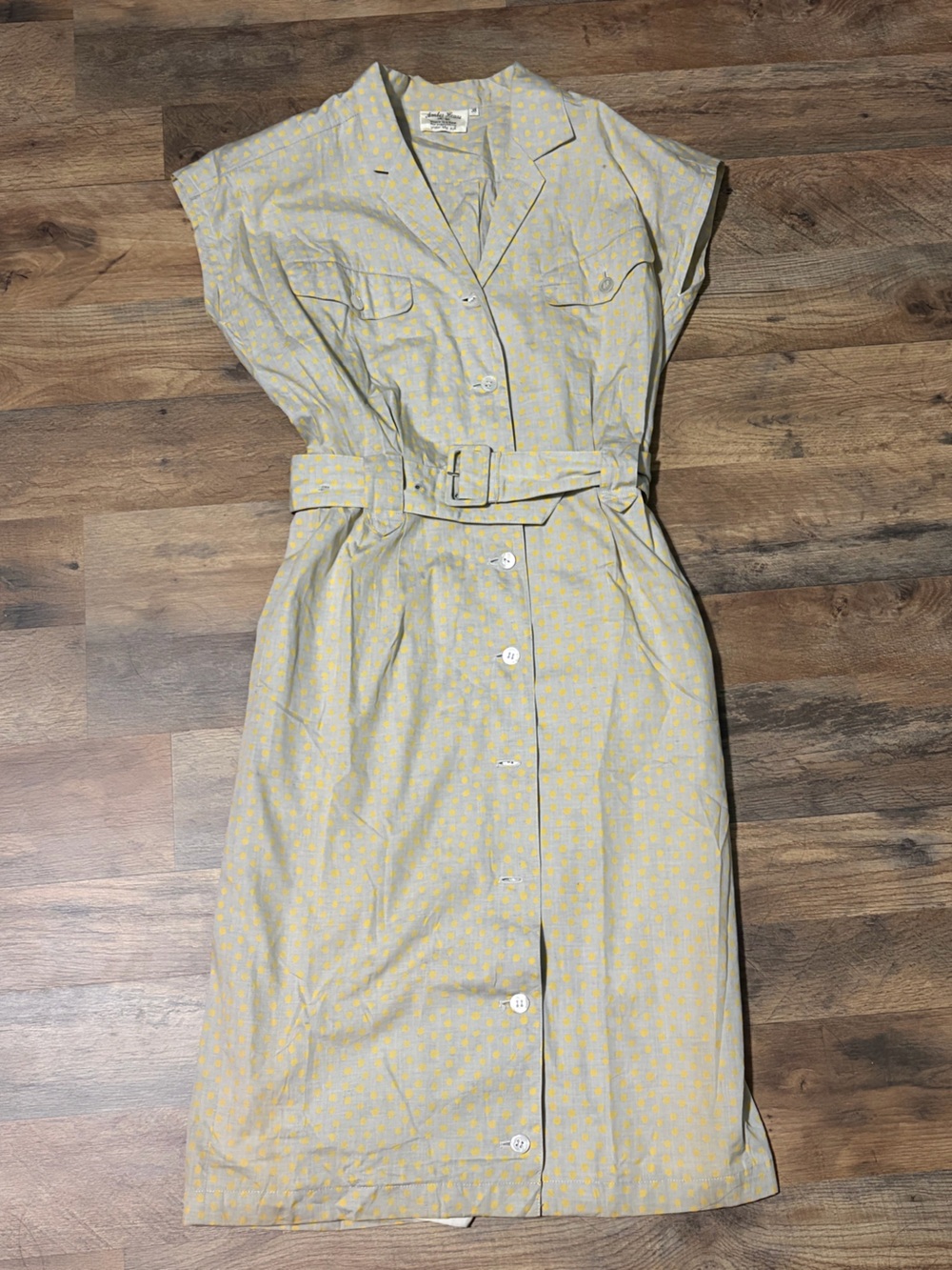 Vintage Amber House Polka Dot Trench Midi Dress Size 38